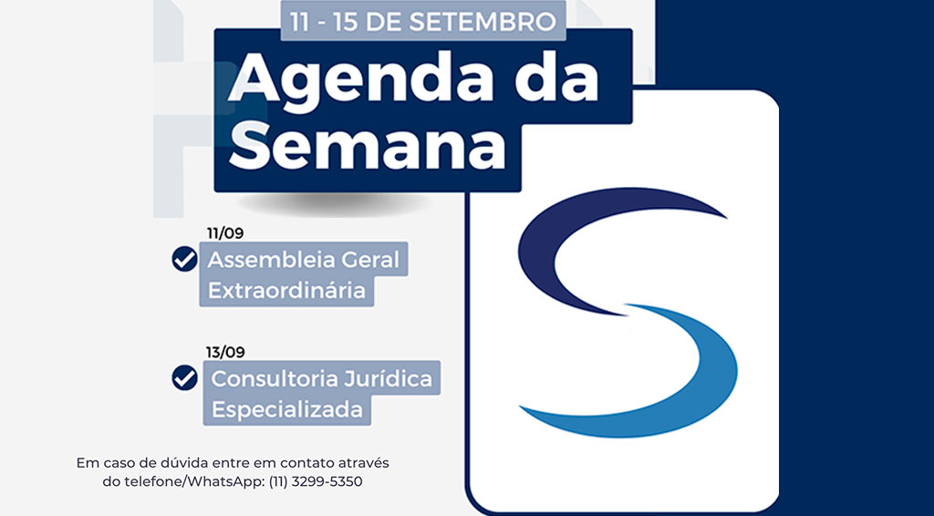 Agenda da Semana - 11 a 15 de setembro