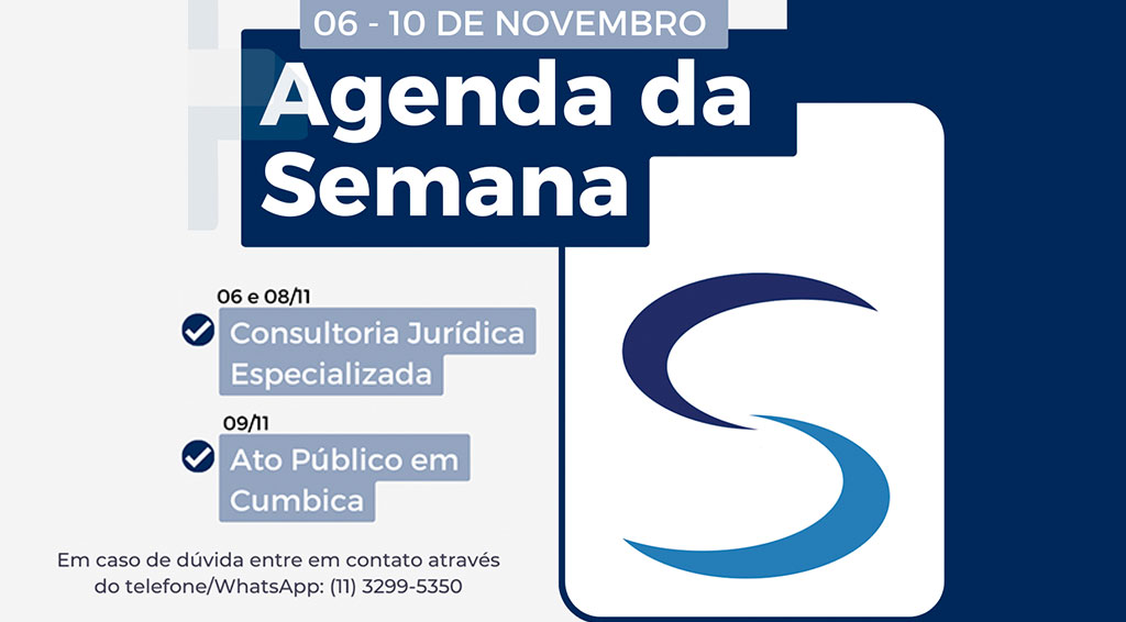 Agenda da Semana - 06 a 10 de novembro