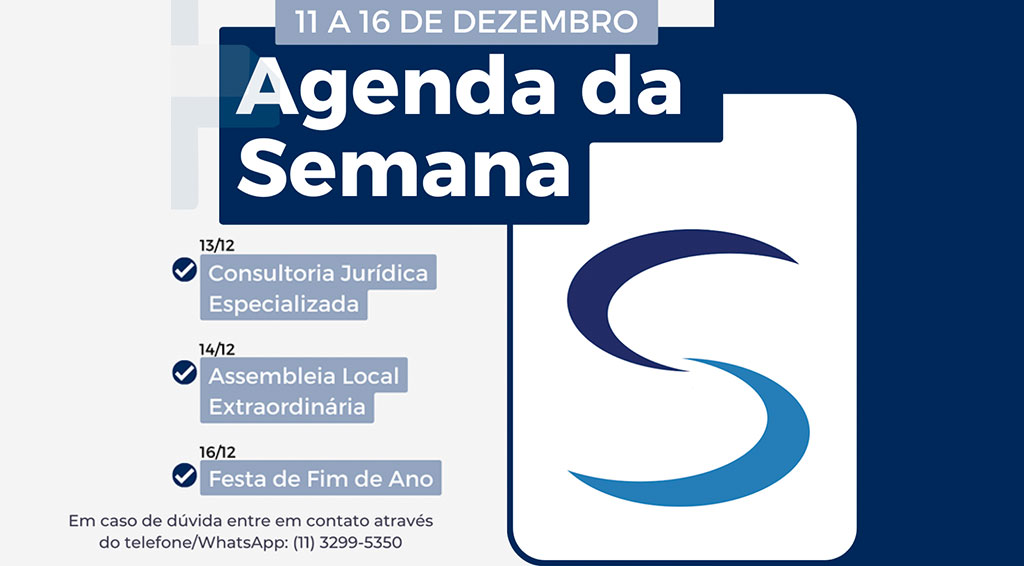 Agenda da Semana - 11/12 a 16/12