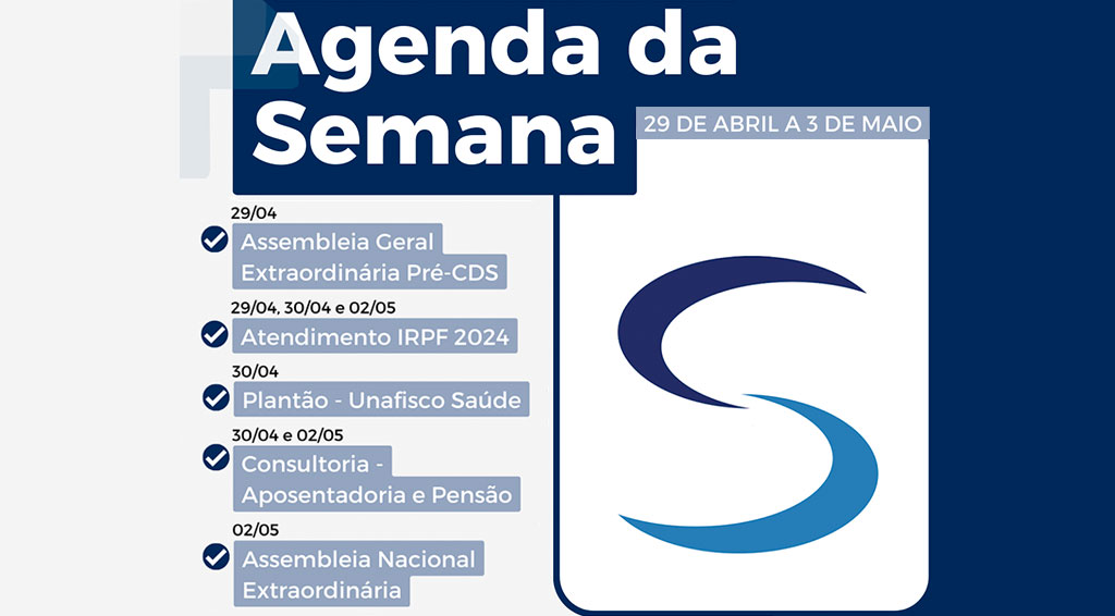 Agenda da Semana – 29 de abril a 03 de maio