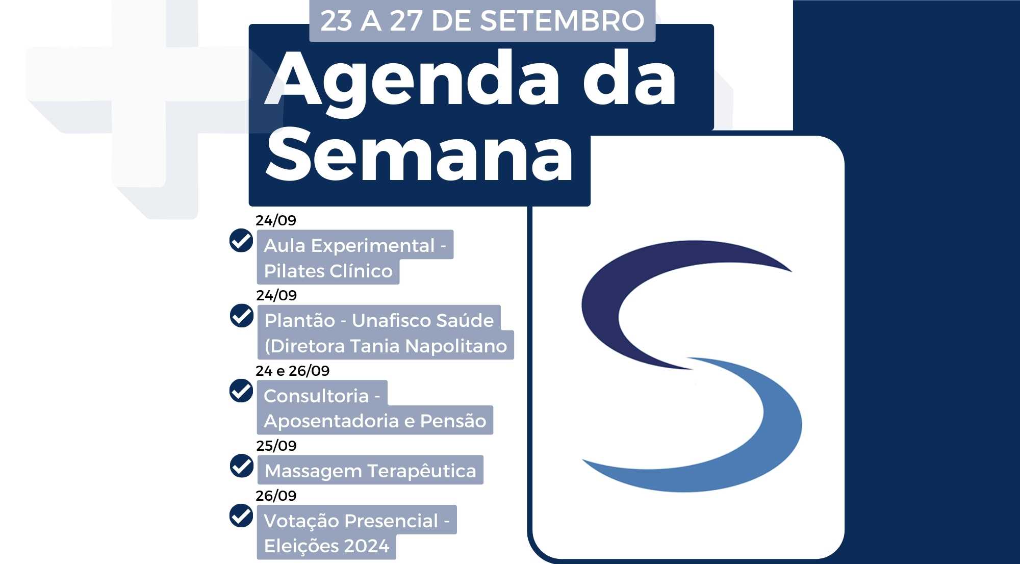 Agenda da Semana - 23 a 27 de setembro de 2024