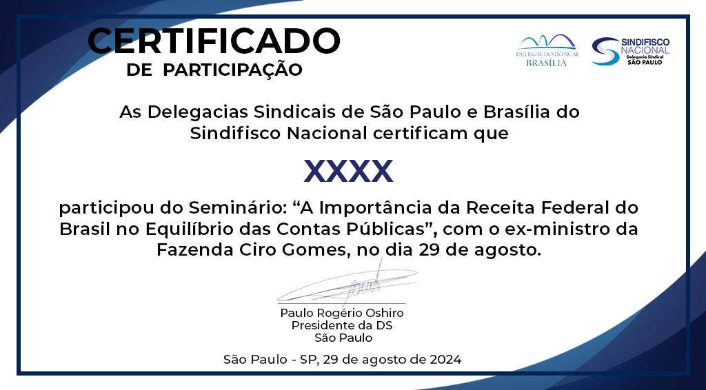 Certificado de Presença - Seminário com Ciro Gomes