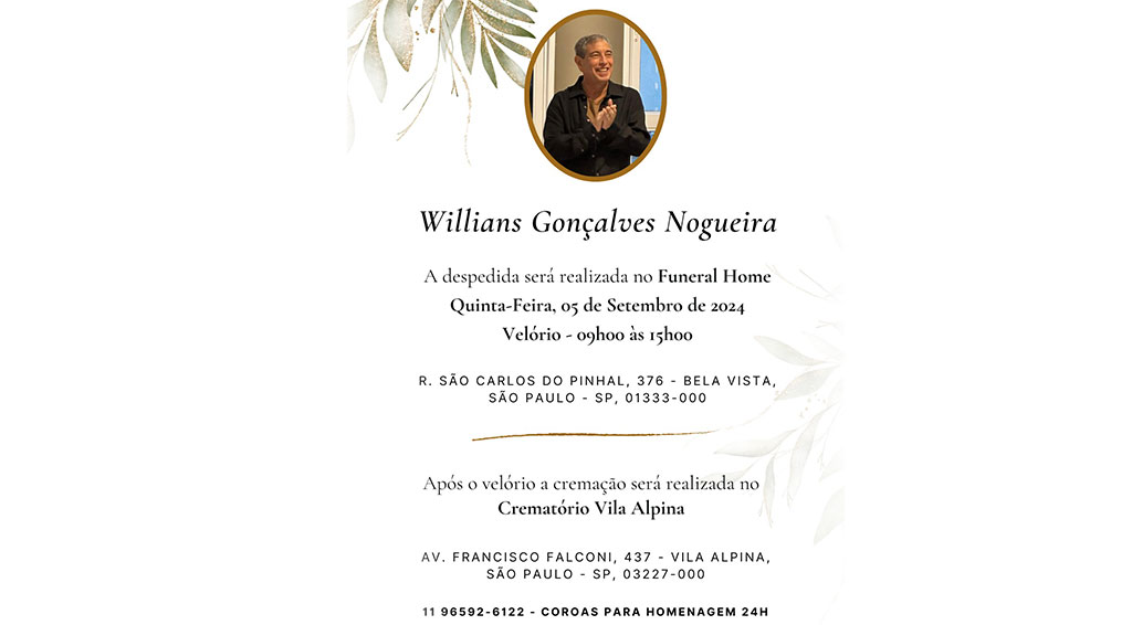 Nota de Falecimento: Willians Gonçalves Nogueira