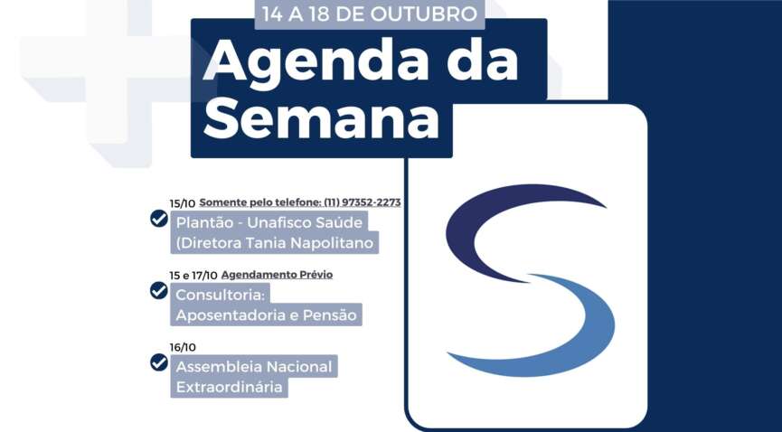 Agenda da Semana - 14 a 18 de outubro