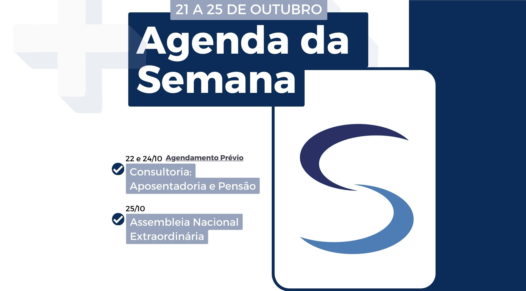 Agenda da Semana - 21 a 25 de outubro