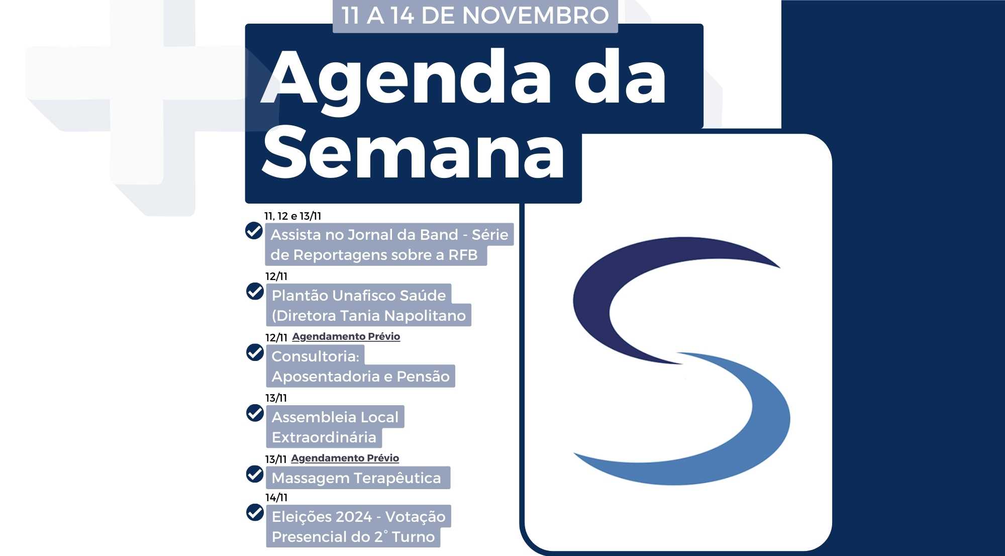 Agenda da Semana - 11 a 14 de novembro de 2024