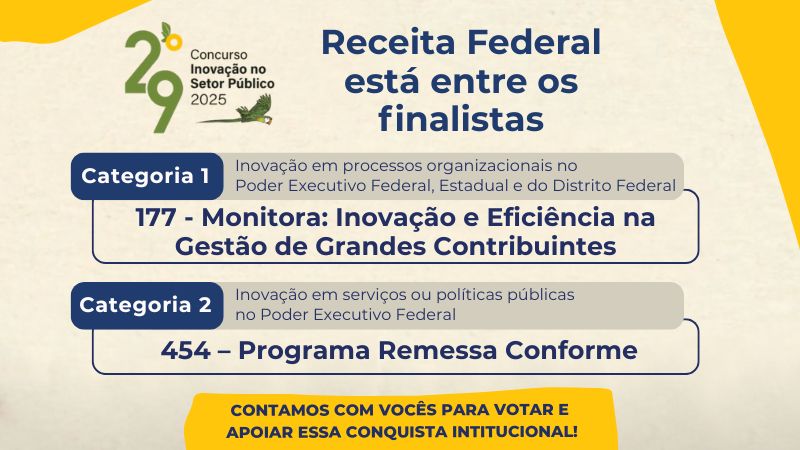 Receita Federal é finalista do Prêmio Inovação no Setor Público