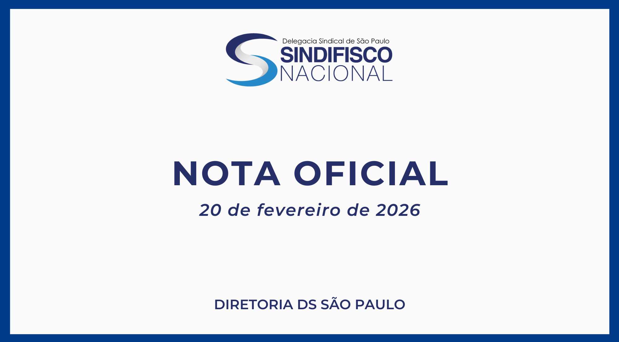 Nota Oficial - 20 de fevereiro de 2026