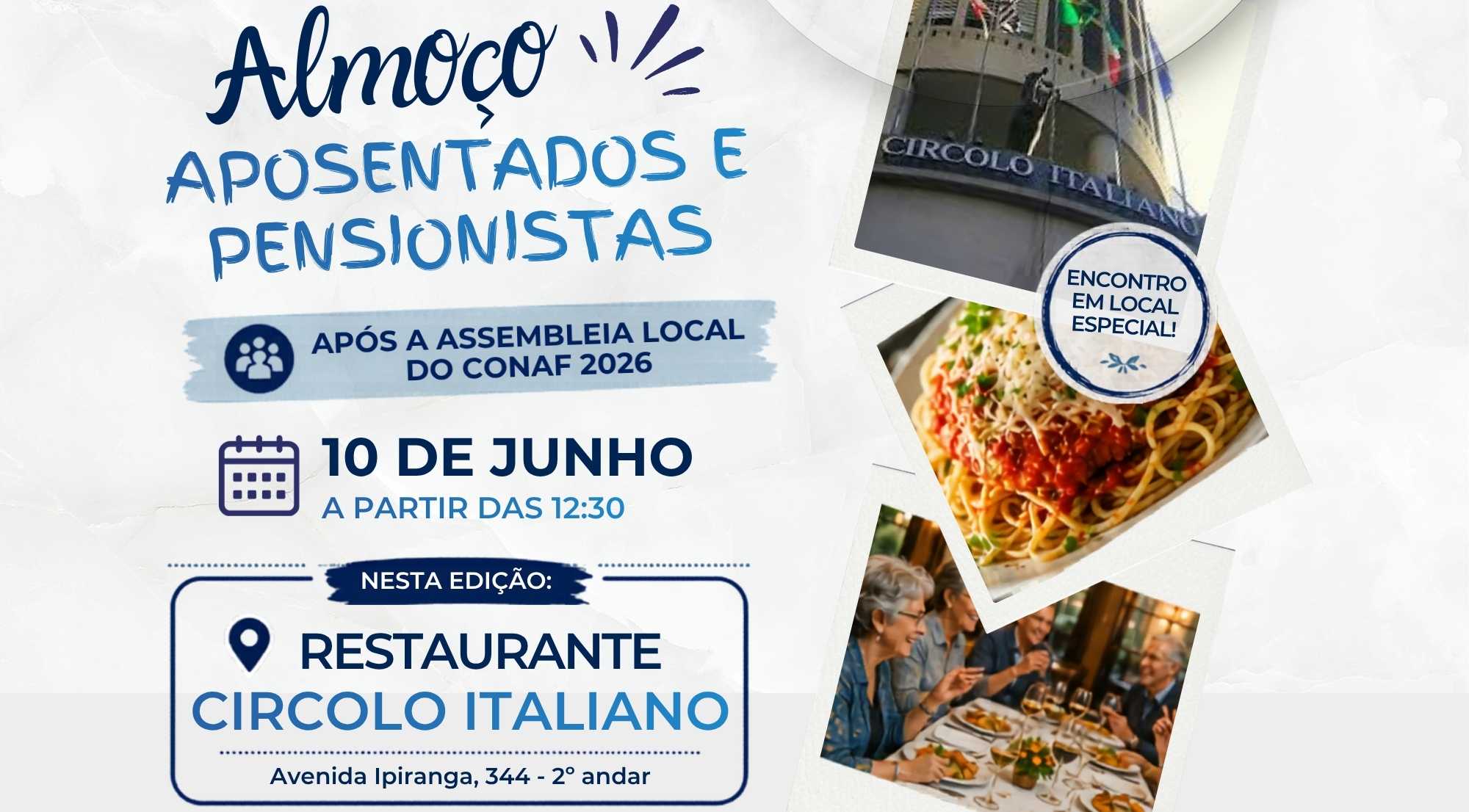 Convite: Almoço dos Aposentados e Pensionistas – Edição de Junho